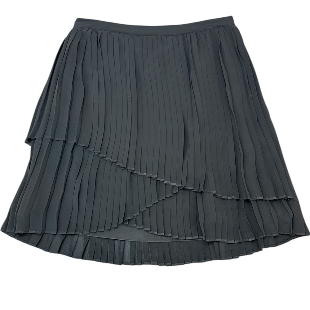 Joie Avenia Black Micro Pleat Mini Skirt Size‎ 6 Layer Asymmetrical Hem